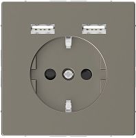 Розетка с заземлением +2xUSB тип A+A без рамки Schneider Electric Merten D-Life 1-м. никель картинка